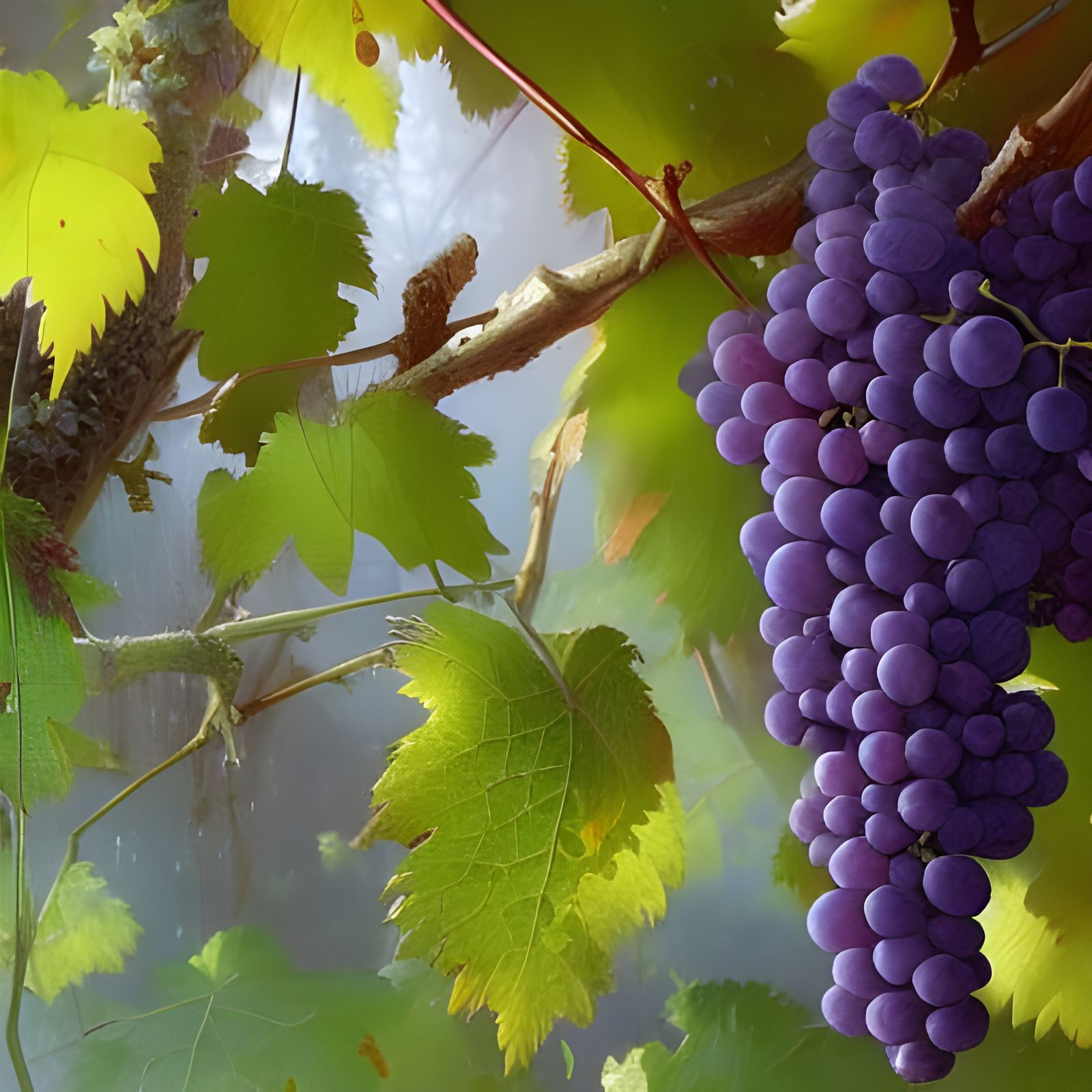 Hyperdetailed Oil Painting of Grapes with Water Droplets