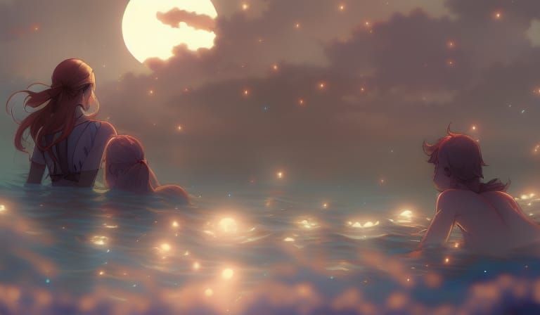 Mystical Mermaid in a Moonlit Ocean