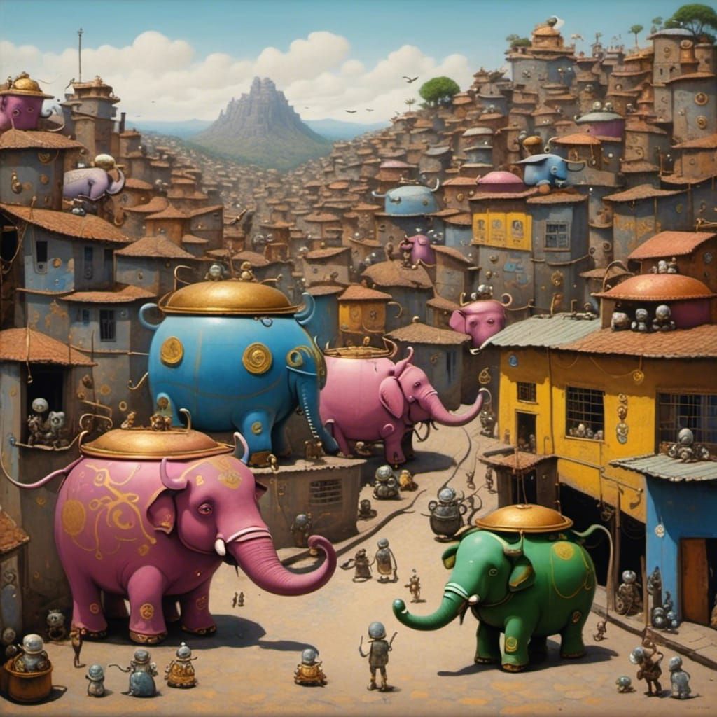 Colorful Brazilian Favelas in Digital Art Style