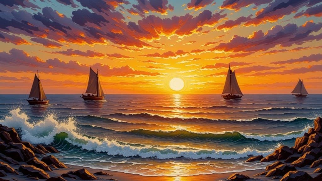 Abstract Impasto Painting with Dynamic Waterlines