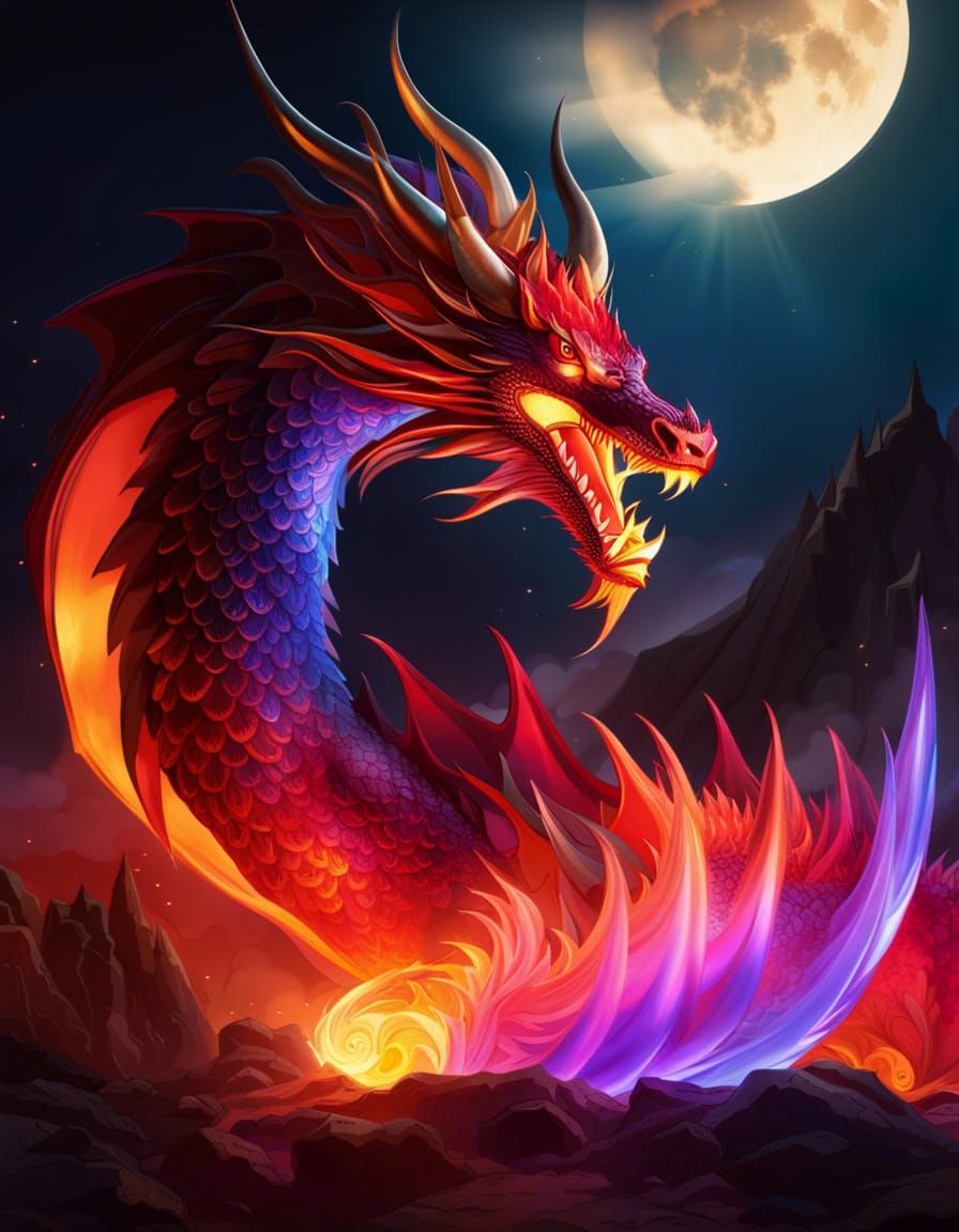 Blown Glass Dragon with Ethereal Fire