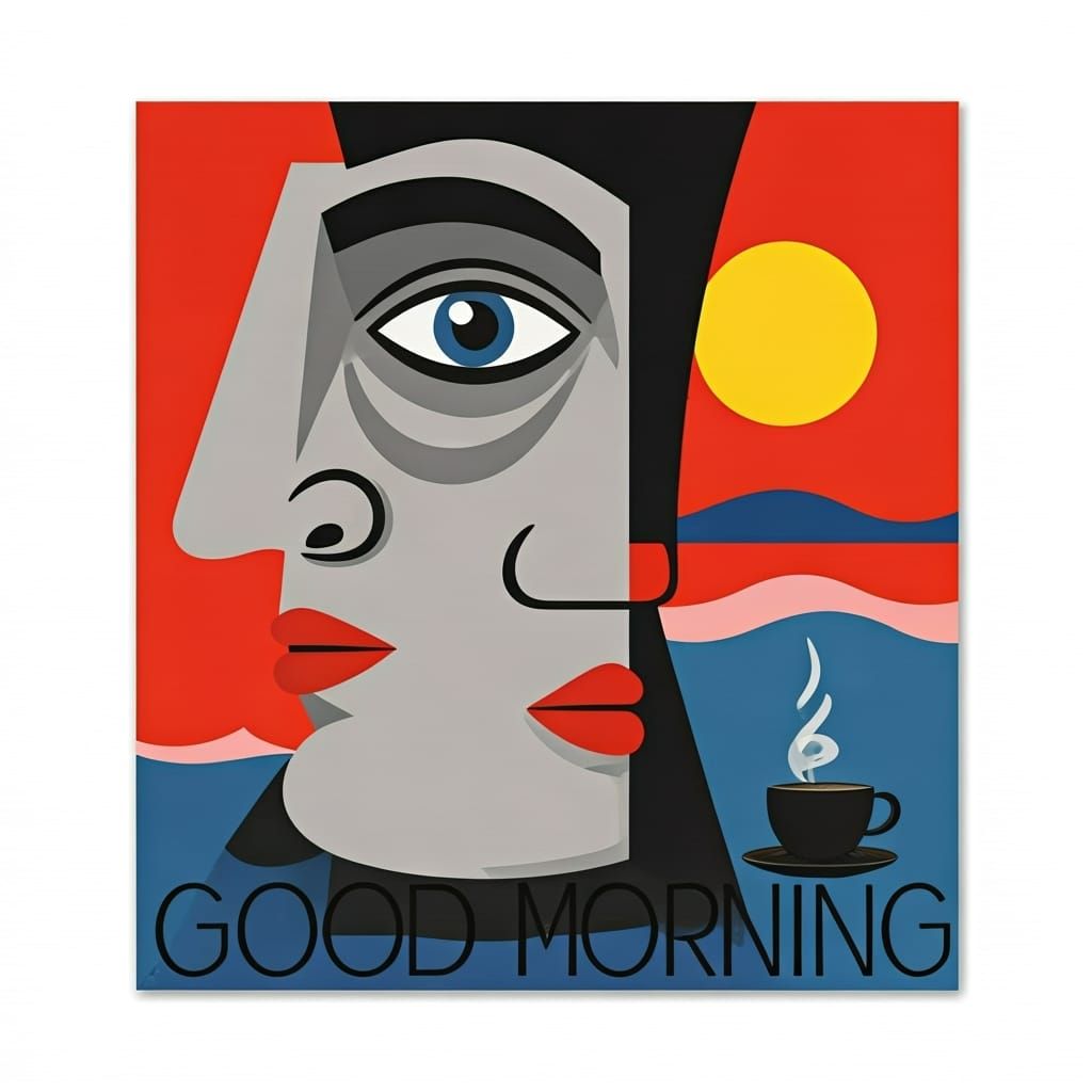 Abstract Face with Geometric Shapes in Modernist Style