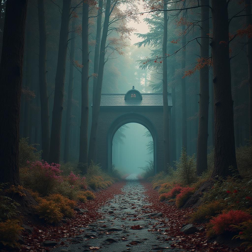 Mystical Vintage Fantasy Scene in Matte Painting Style