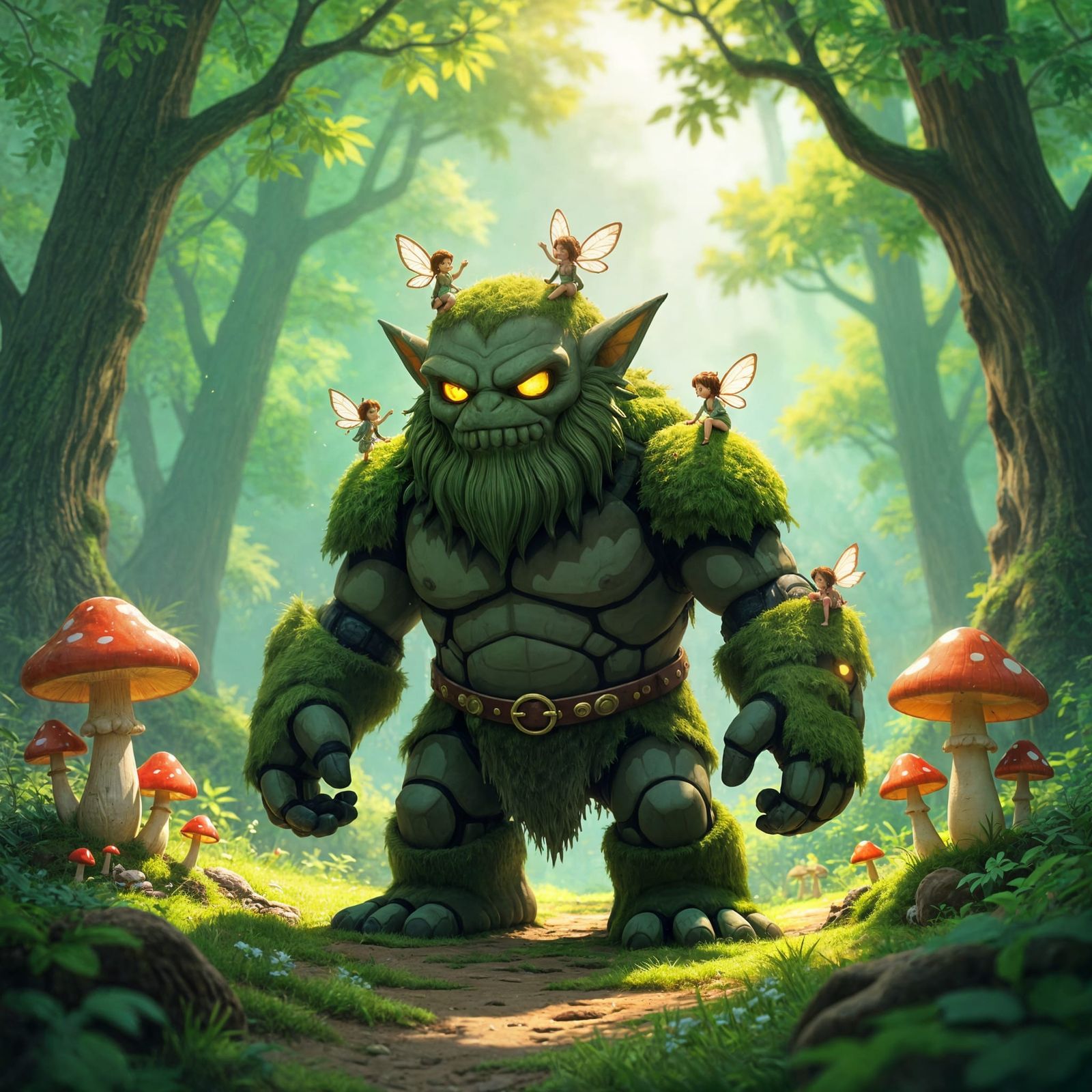 Ancient Moss Golem Awakens in Enchanted Forest