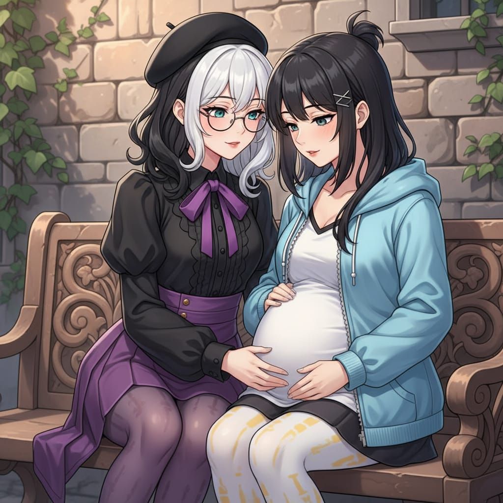 Gothic Anime Couple in Tender Embrace