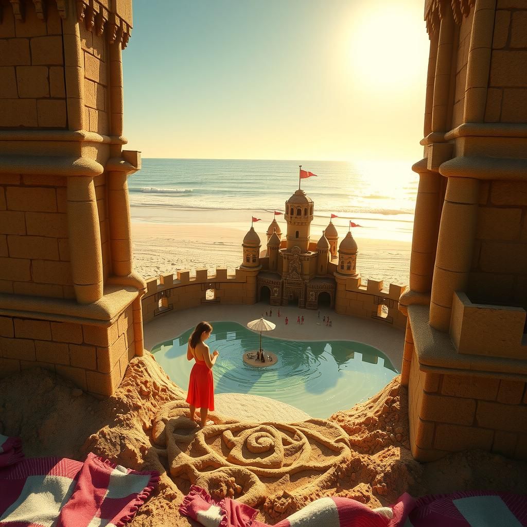 Sandcastle Dream: A Recursive Beach Scene