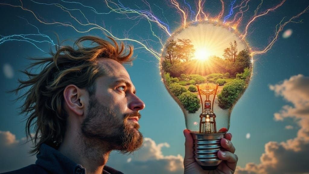 Surreal Lightbulb World: a Photorealistic Concept Art