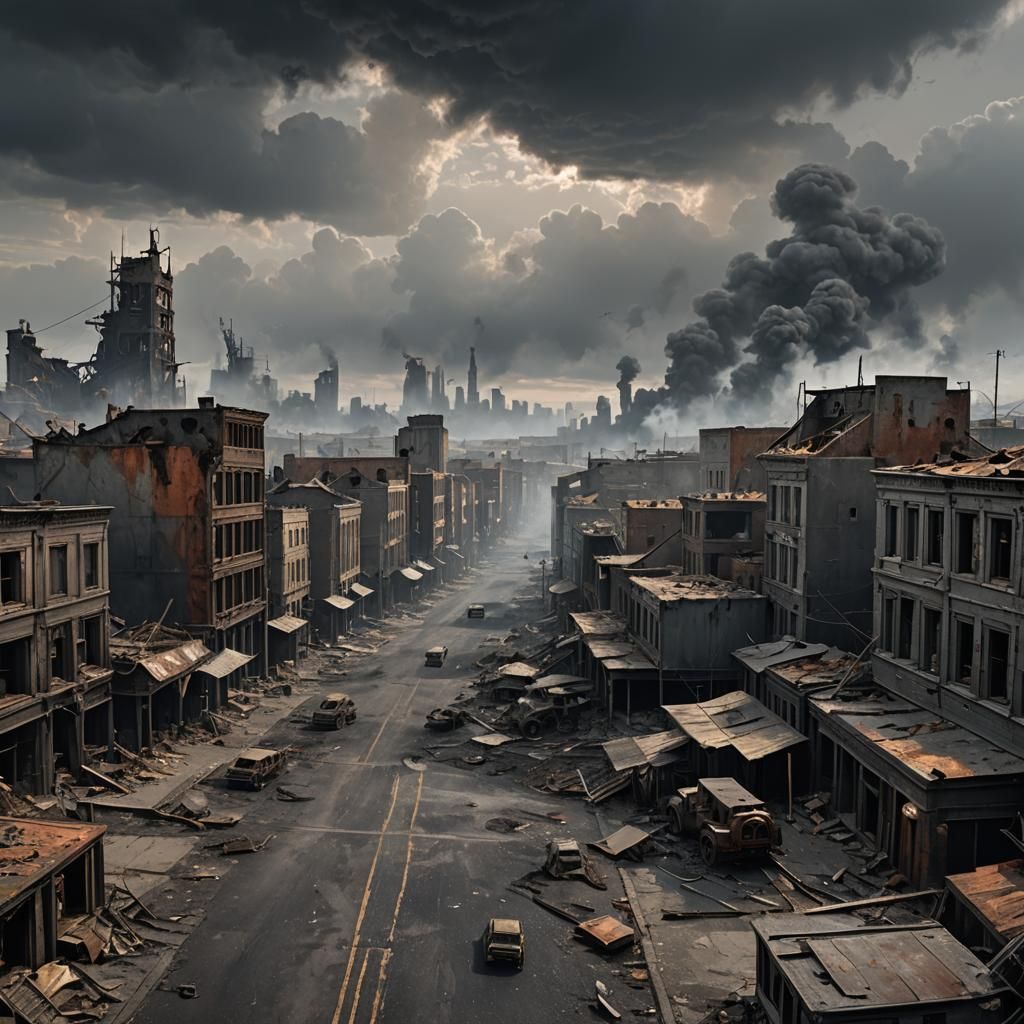 Ruined Cityscape: Dark Fantasy Concept Art