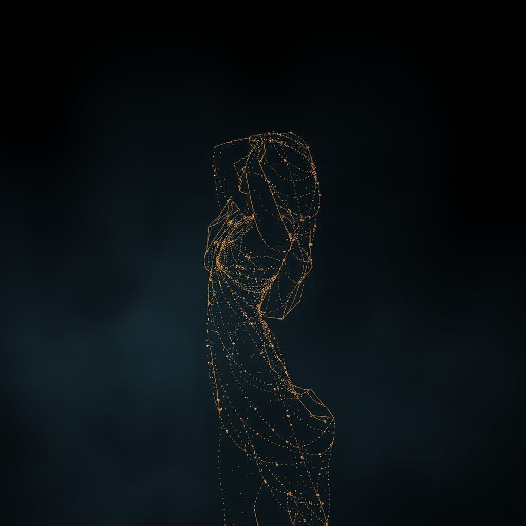 Ethereal Silhouette Formed From Light Particles