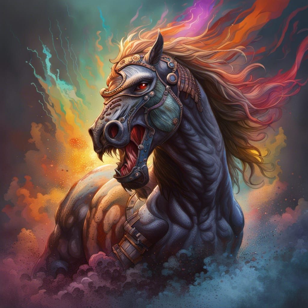 Hyperrealistic Centaur: Mythological Monster in Splash Art