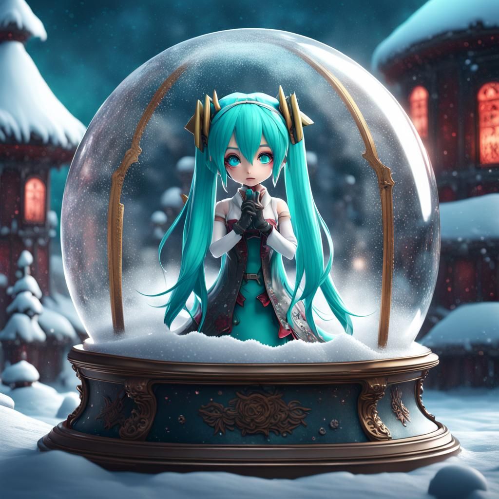 Demon Hatsune Miku in Snow Globe