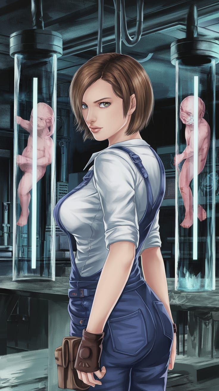 Hyper-Realistic Anime Rendition of Young Woman in Lab