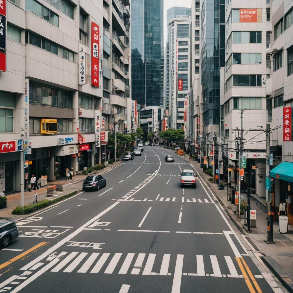Modern Japanese Street View in 8K Resolution