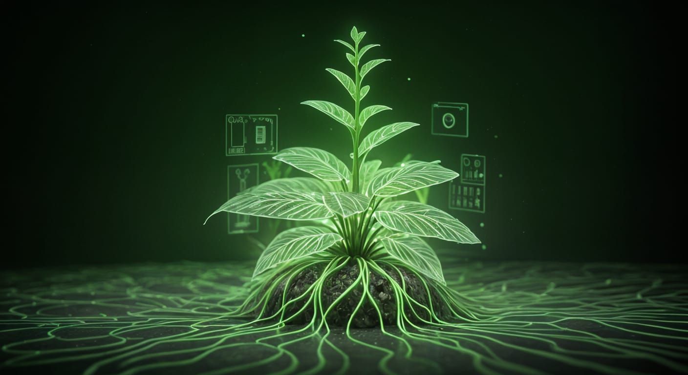 Holographic Biotech HUD with Organic Data Nodes