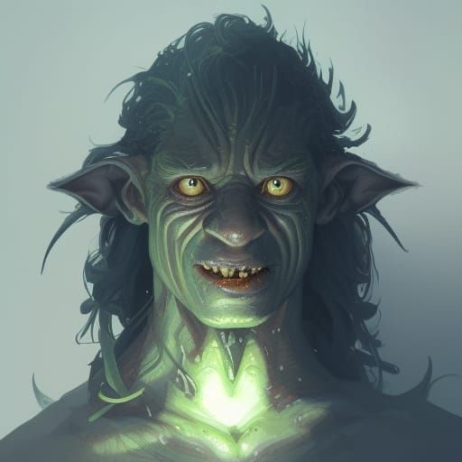 Holly Plant Goblin Portrait in Detailed Digital Art