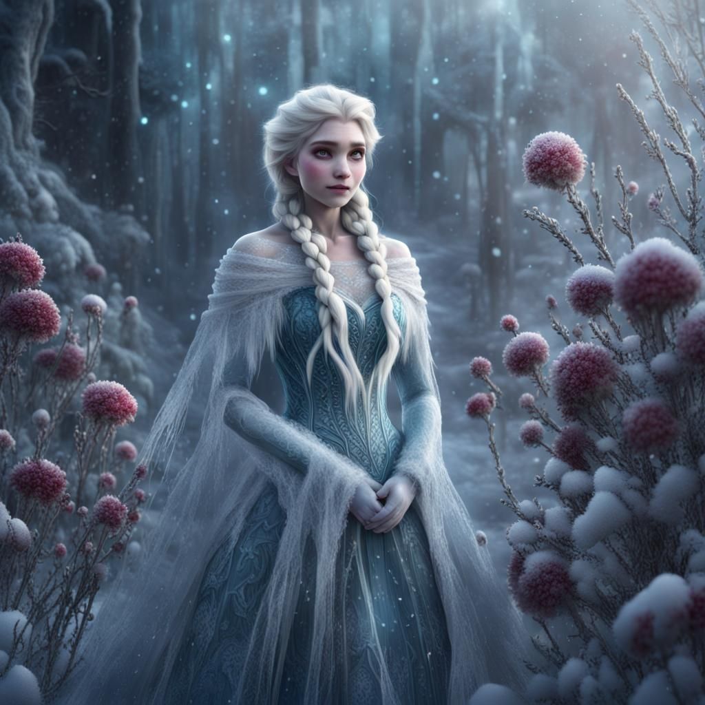 Frozen Flowers Snowgirl: Epic Digital Matte Painting