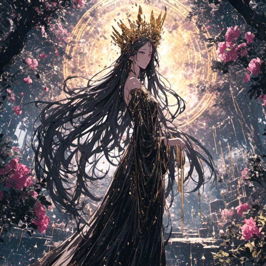 Anime High Priestess Goddess in Detailed Digital Painting