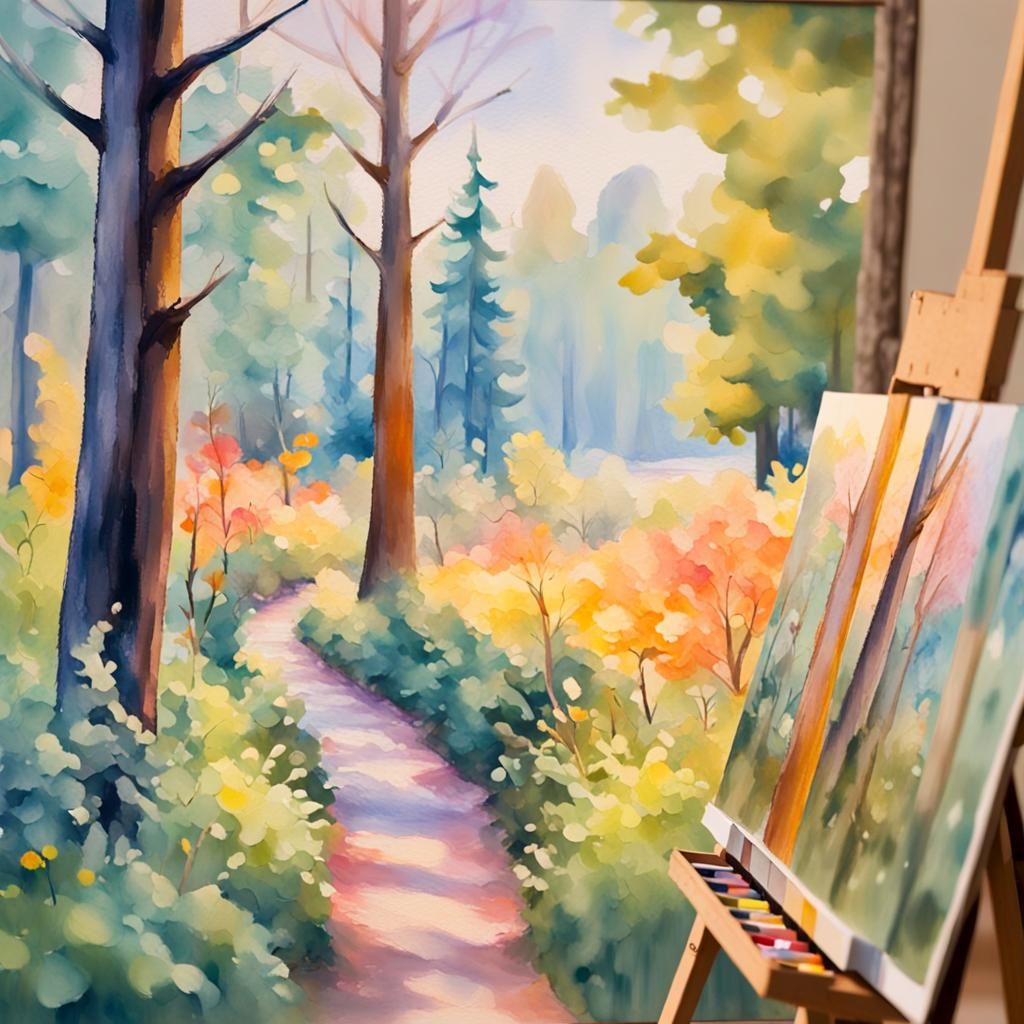 Impressionist Gouache Painting with Thick Brush Strokes