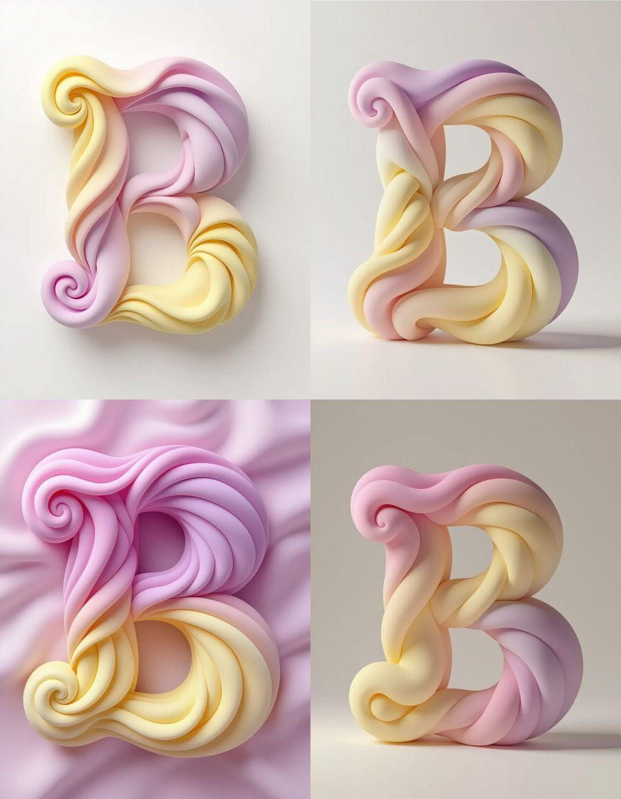 Soft Pastel Letter B Sculpture