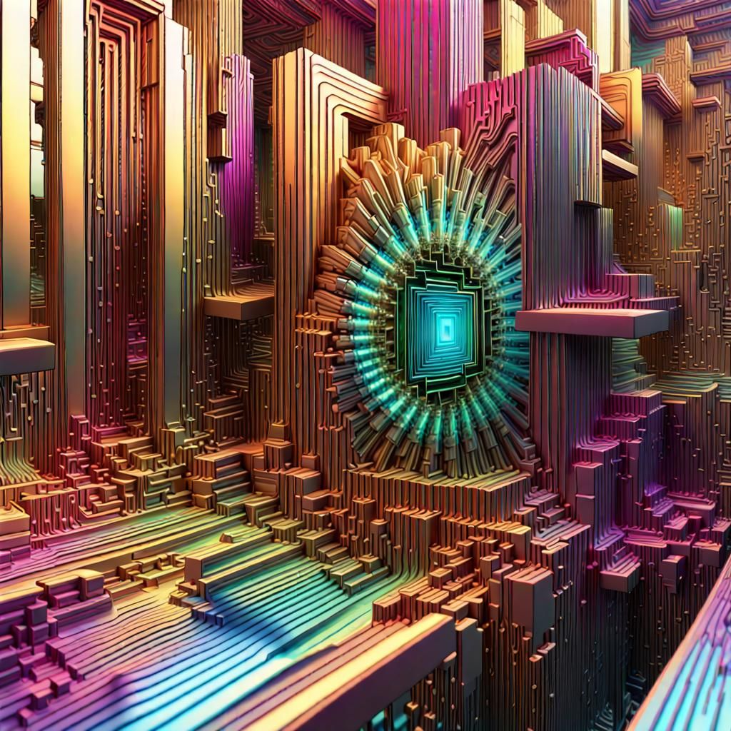 Art Deco Frequency Visualization with Bismuth Coloration