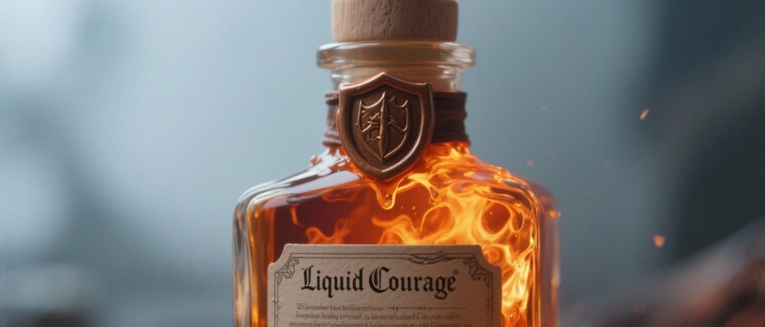 Fiery Amber Potion Bottle with Shield Seal