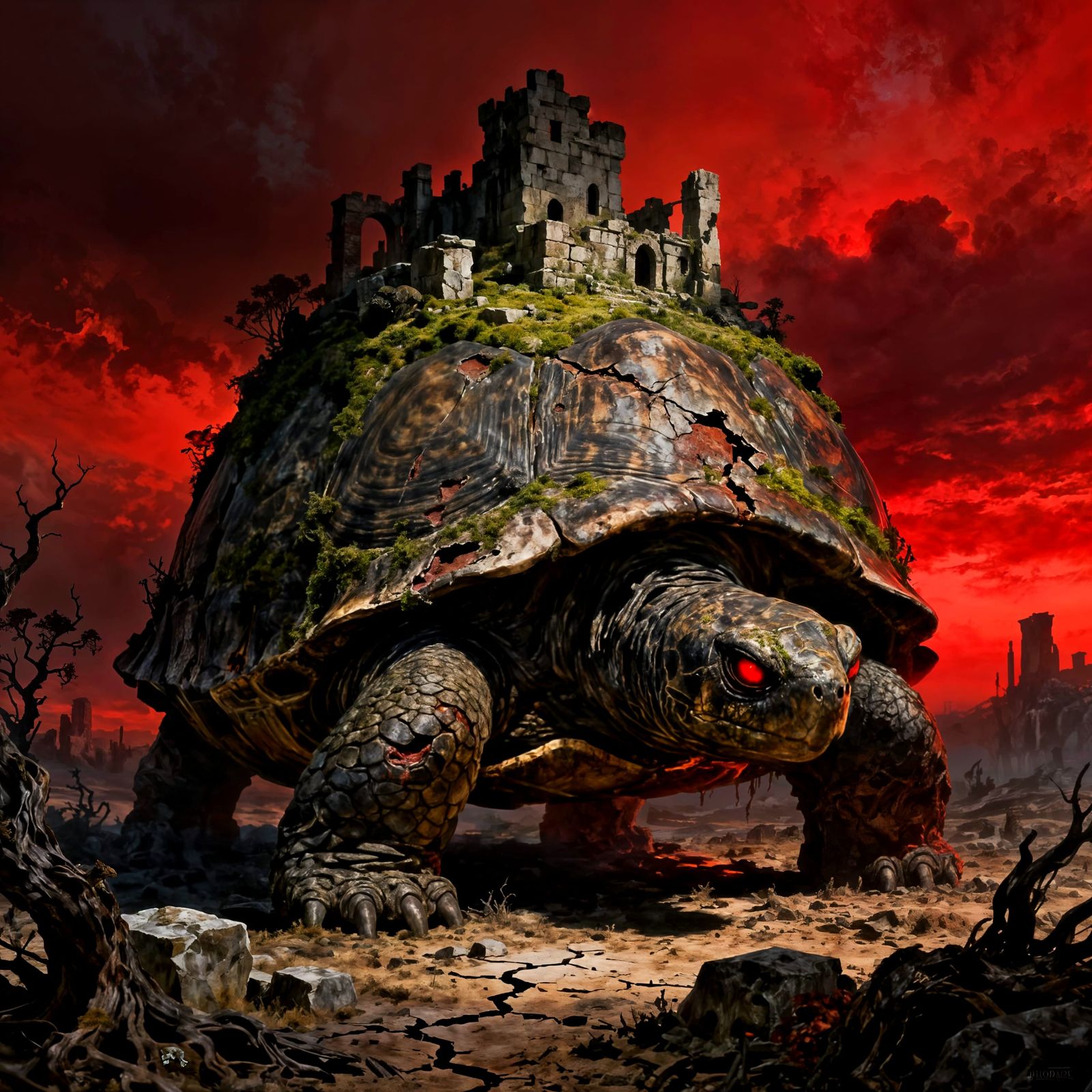 Colossal Ancient Tortoise Roaming Wastelands