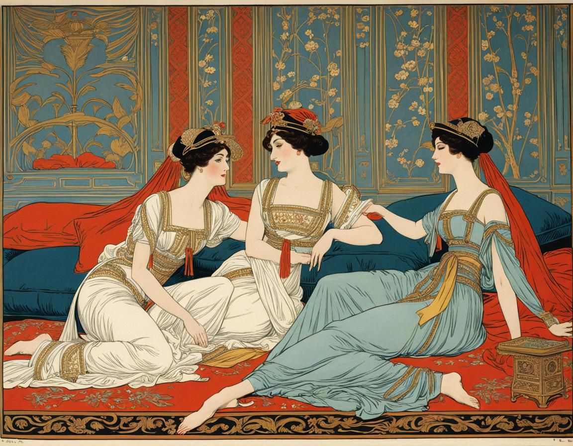 Odalisques in Fin de Siècle Paris, Walter Crane Style