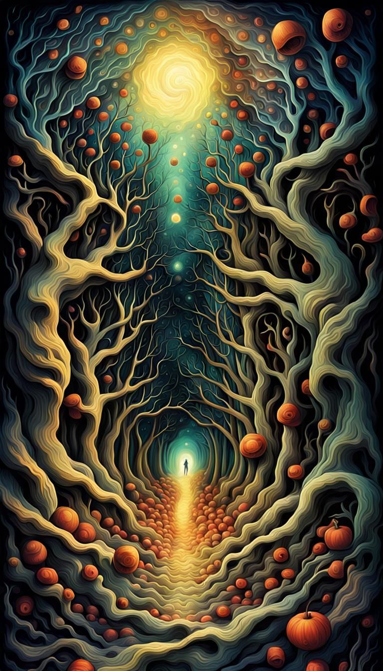 Abstract Macabre Scene with Mystical Elements
