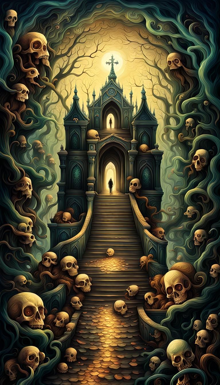 Macabre Abstract Design with Mystical Elements