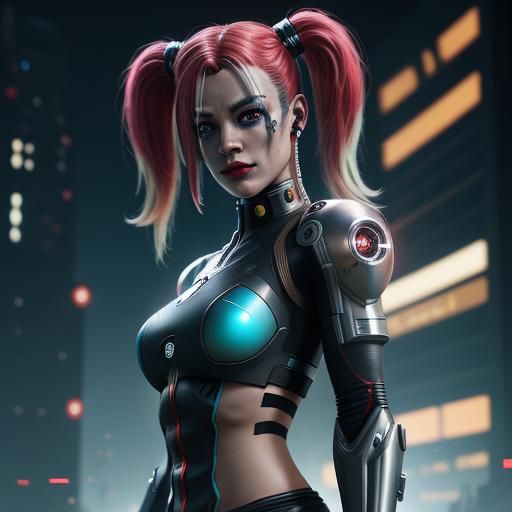 Cyborg Harley Quinn with Intricate Mech Details