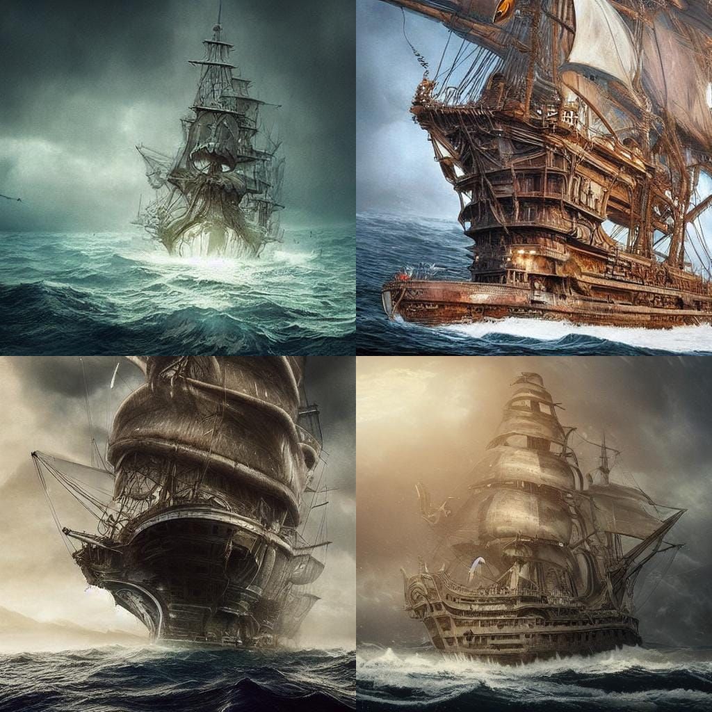 Epic Sea Monster Lurking Under Sailing Ship