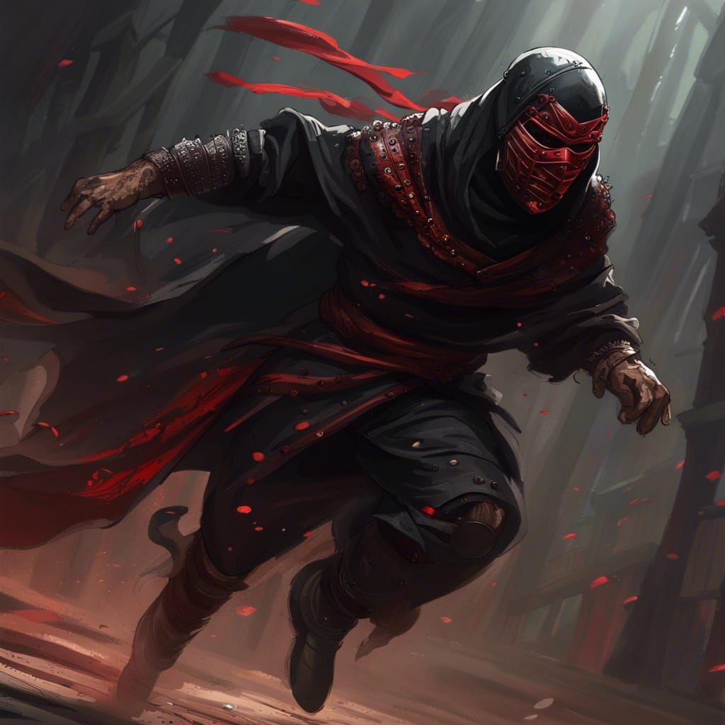 Ninja's Escape: A Dark Fantasy Concept Art