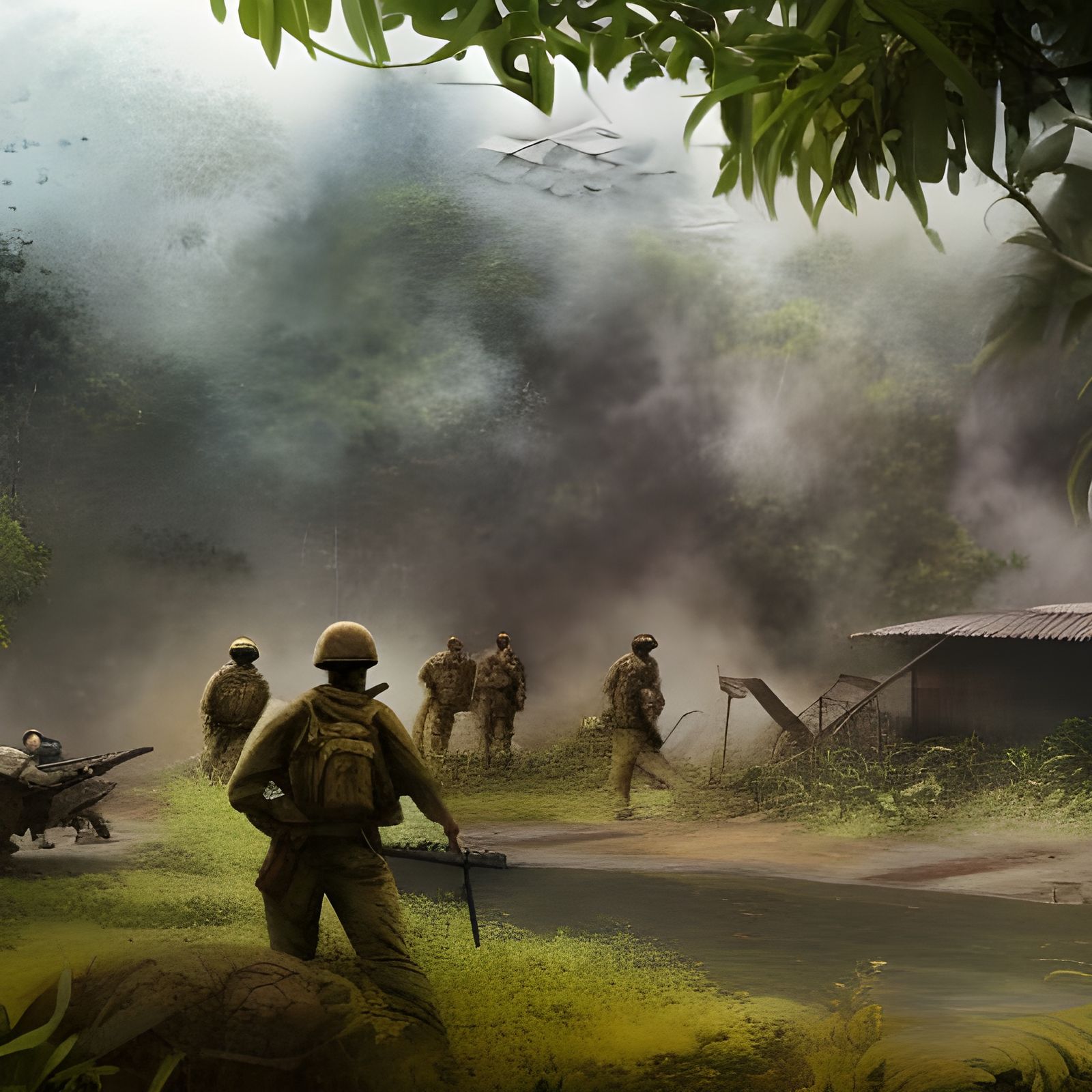 Vietnam War Scene: Detailed Matte Painting