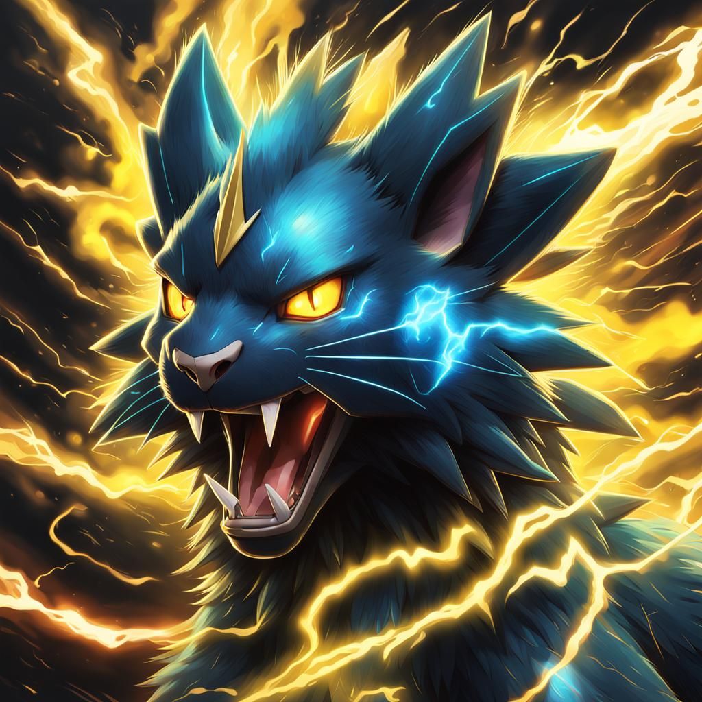 Hyperrealistic Luxray Radiating Electricity: Splash Art