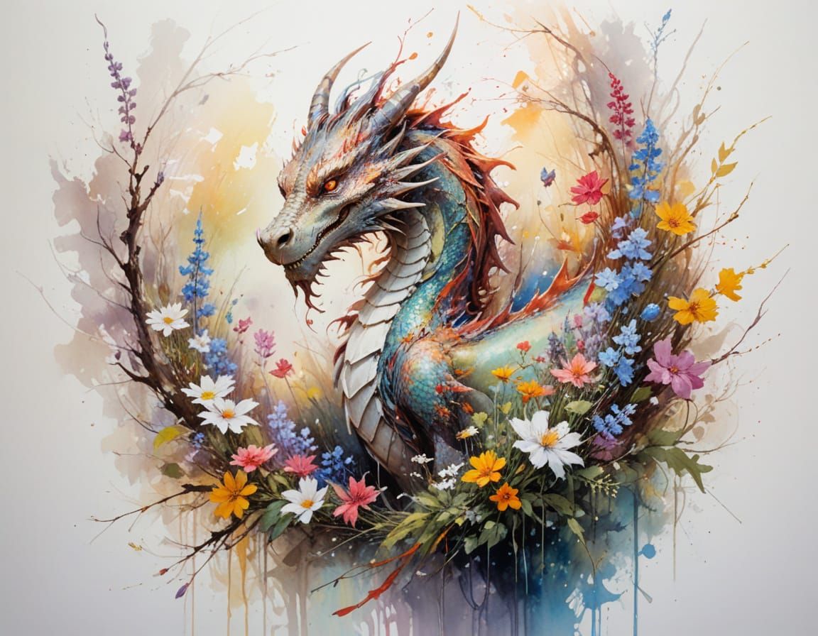 Majestic Dragon in Fairytale Forest on Sunlit Path