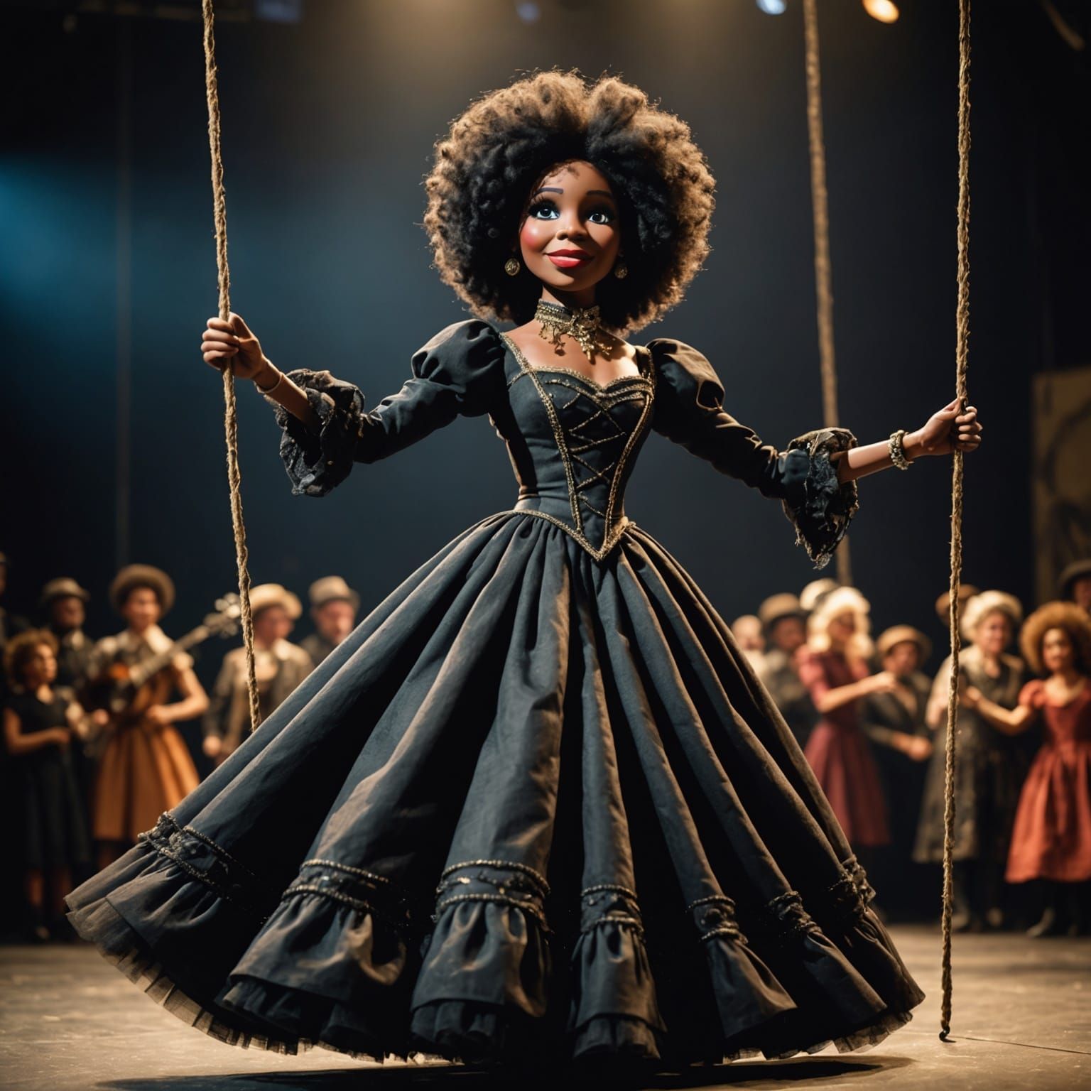 Charming Anthropomorphic Puppet Dances on Strings