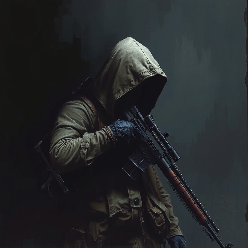 Eerie Sniper in Pitch Black Shadows