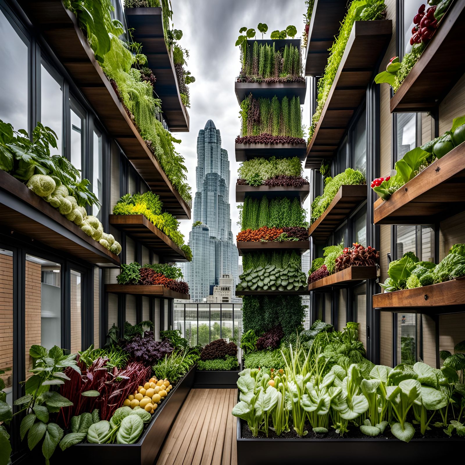 Spectacular Vertical Urban Food Garden, Illustration