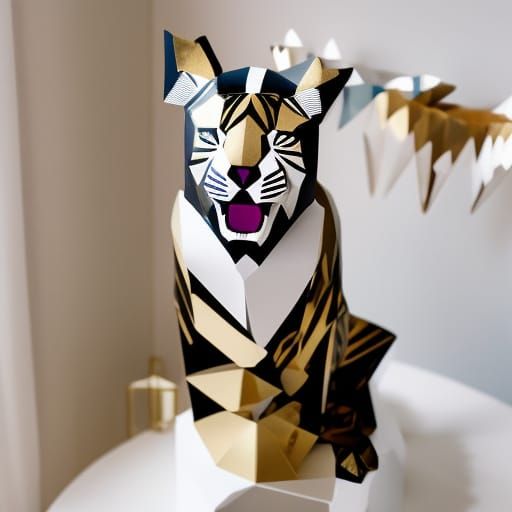 Paper Tiger in Birdcage: Surreal 3D Render