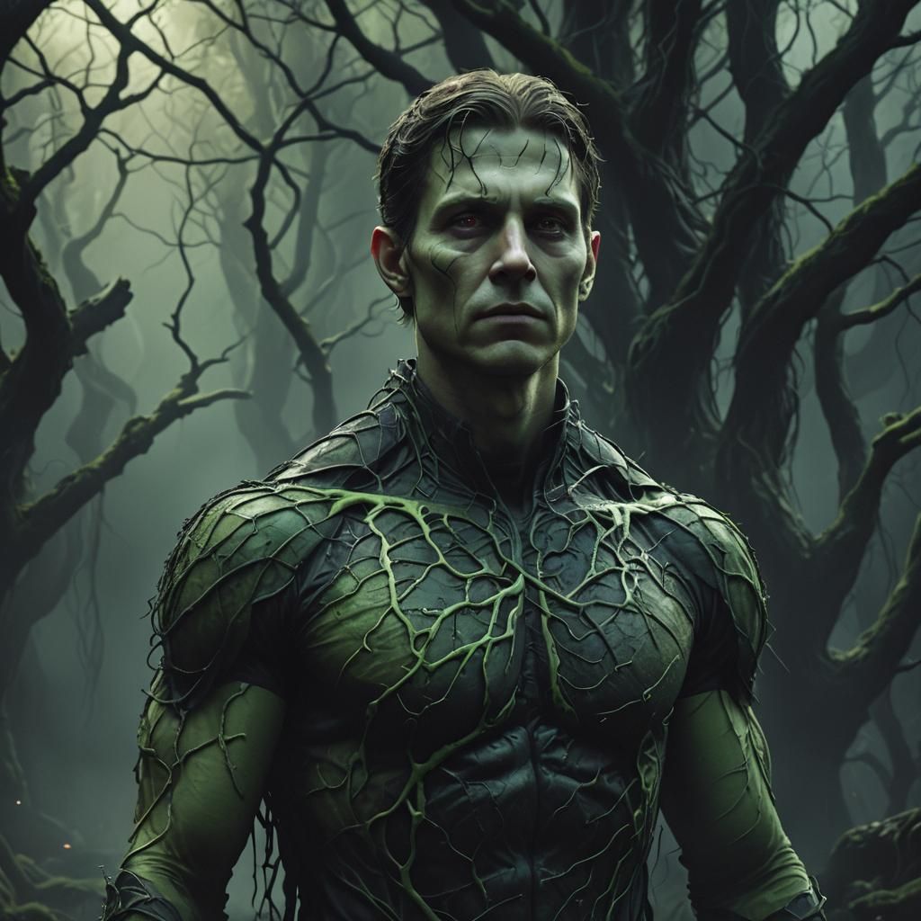 Eerie Pale Man in Shadows: Dark Fantasy Art