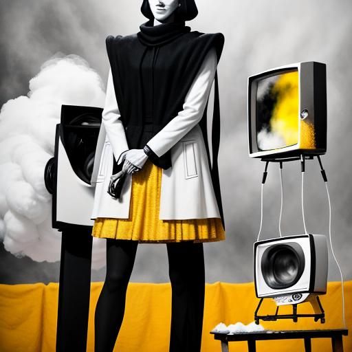 Vintage TV with Yellow Static in Noir Photography