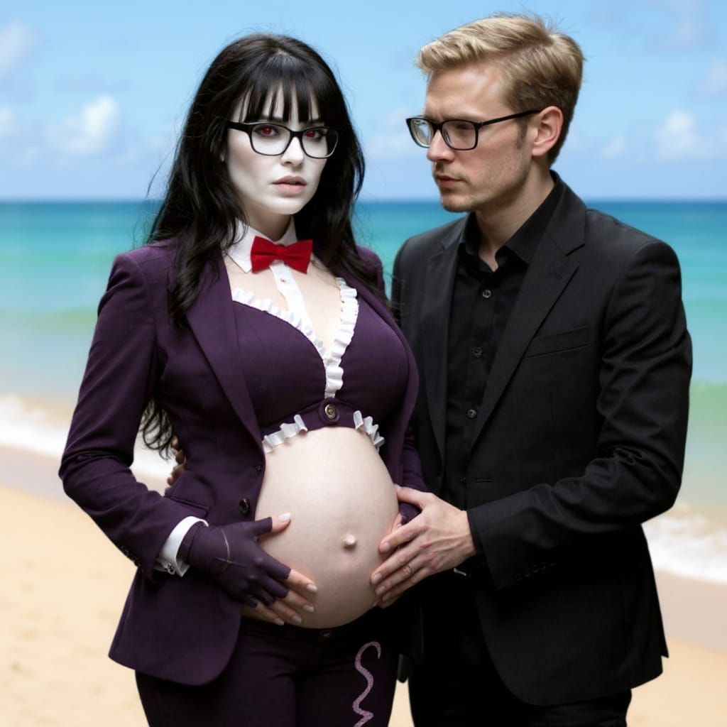 Goddess Nyarlathotep as a Pregnant Woman on Beach