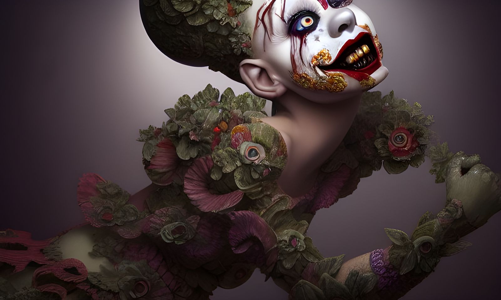 Ominous Creepy Clown Girl Digital Painting