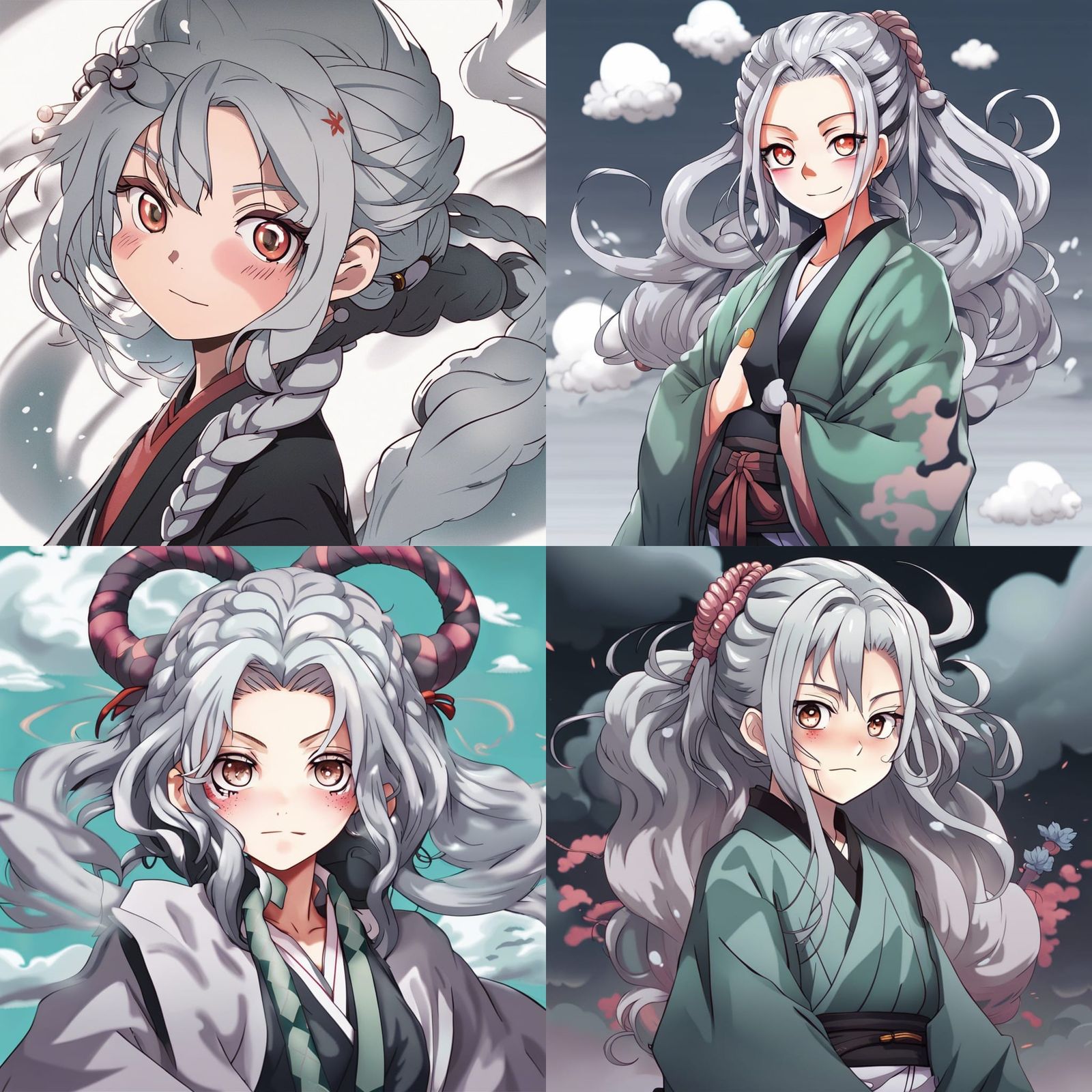 Anime Style Demon Slayer with Cloud Haori