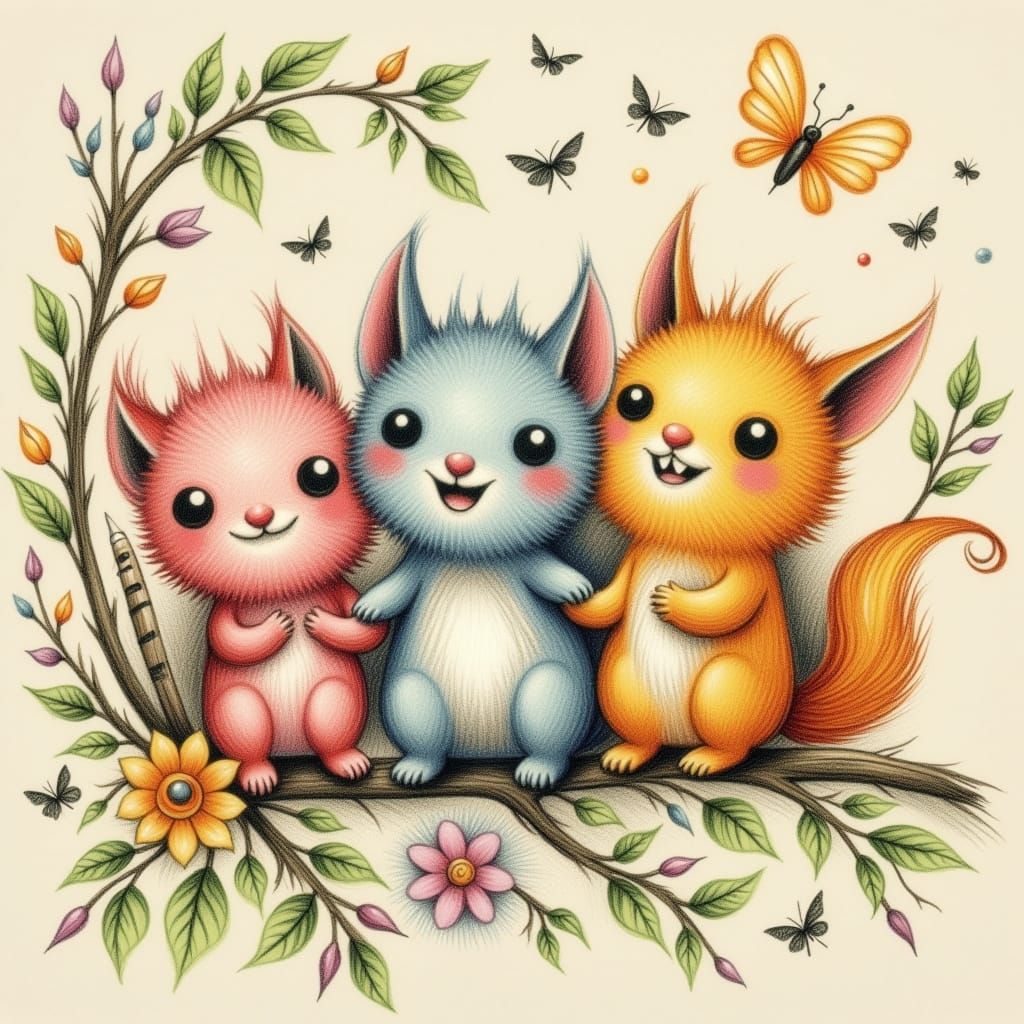Whimsical Squirrels in Pastel Wonderland