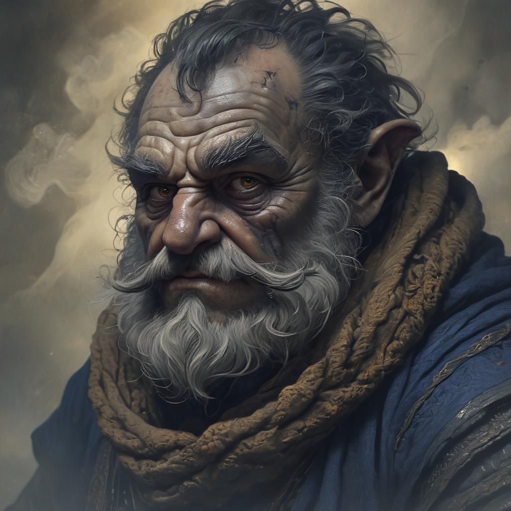 Dwarf Evoker Portrait in Dark Fantasy Style