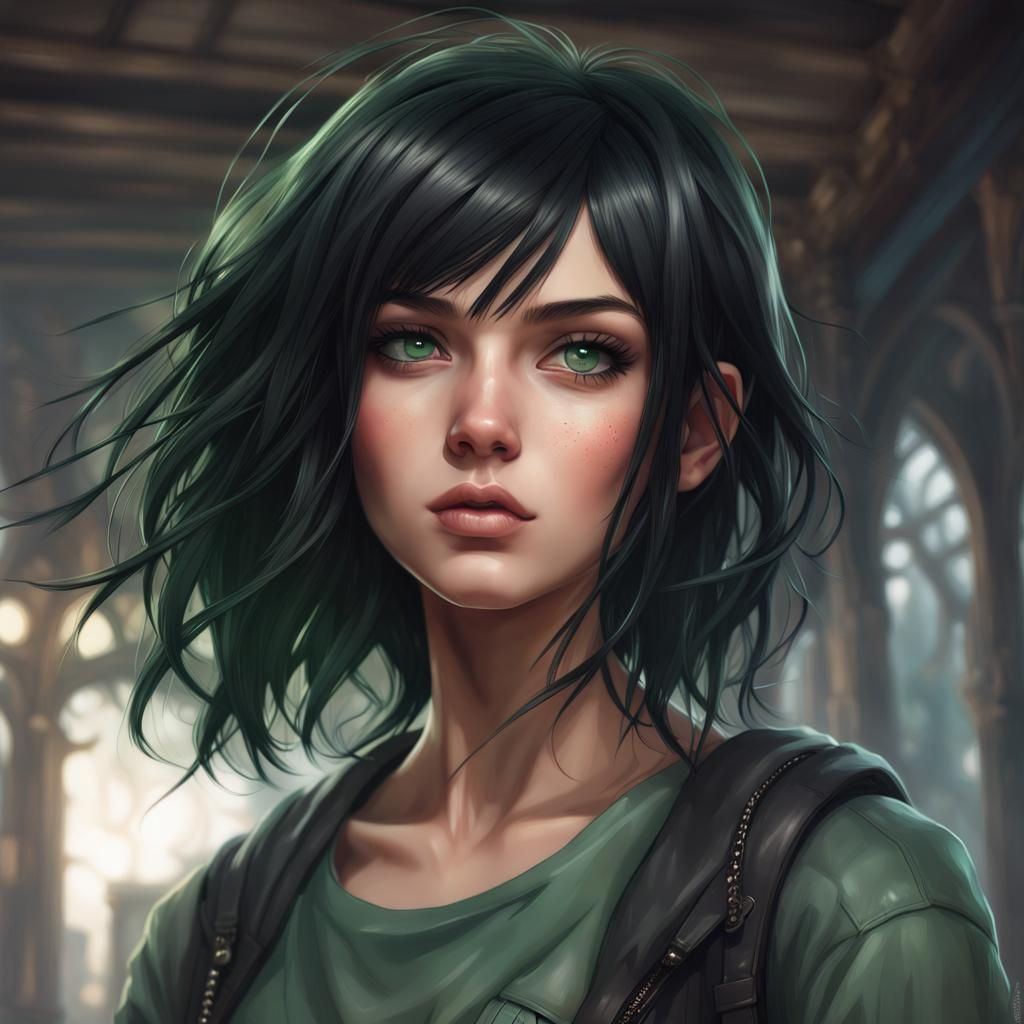 Emo Girl Portrait in Hyperdetailed Digital Art