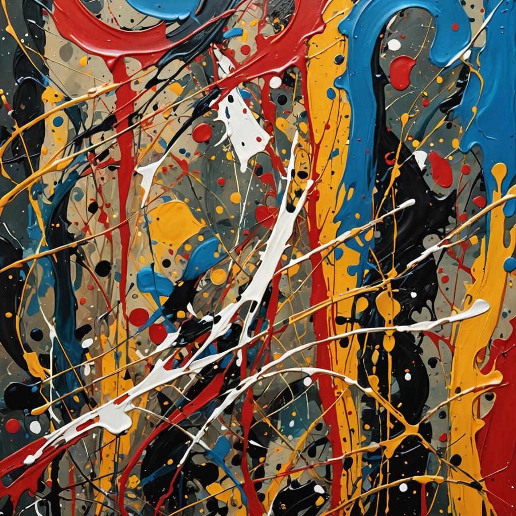 Dynamic Action Painting in Art Nouveau Style