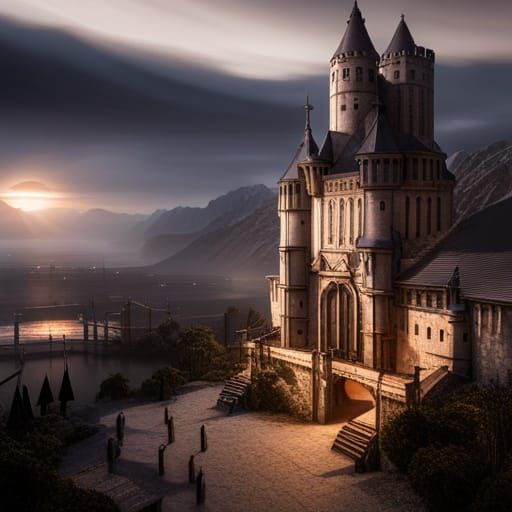 Epic Dragon and Human School in Ancient Castle