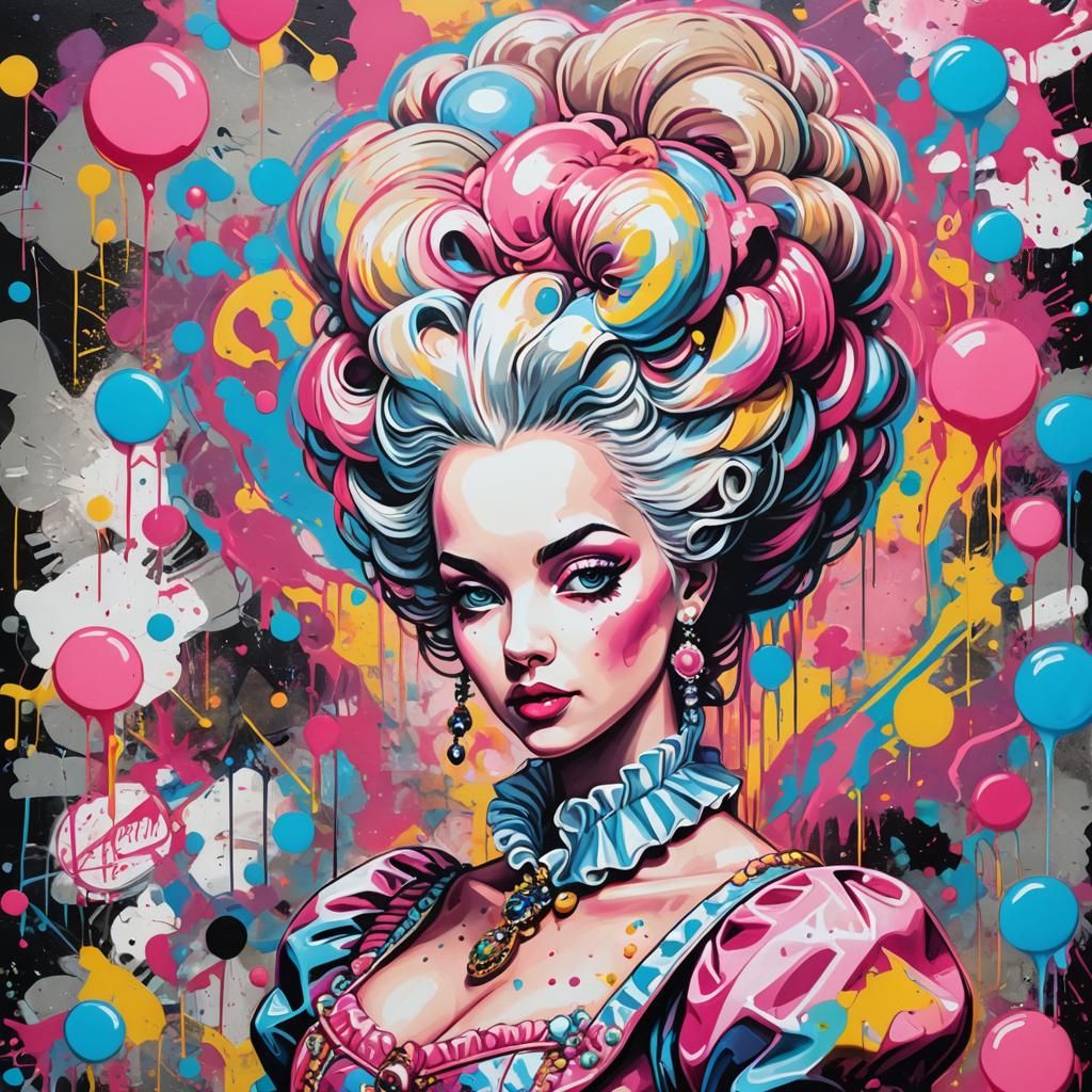 Marie Antoinette as Bubblegum Princess in Pop Art